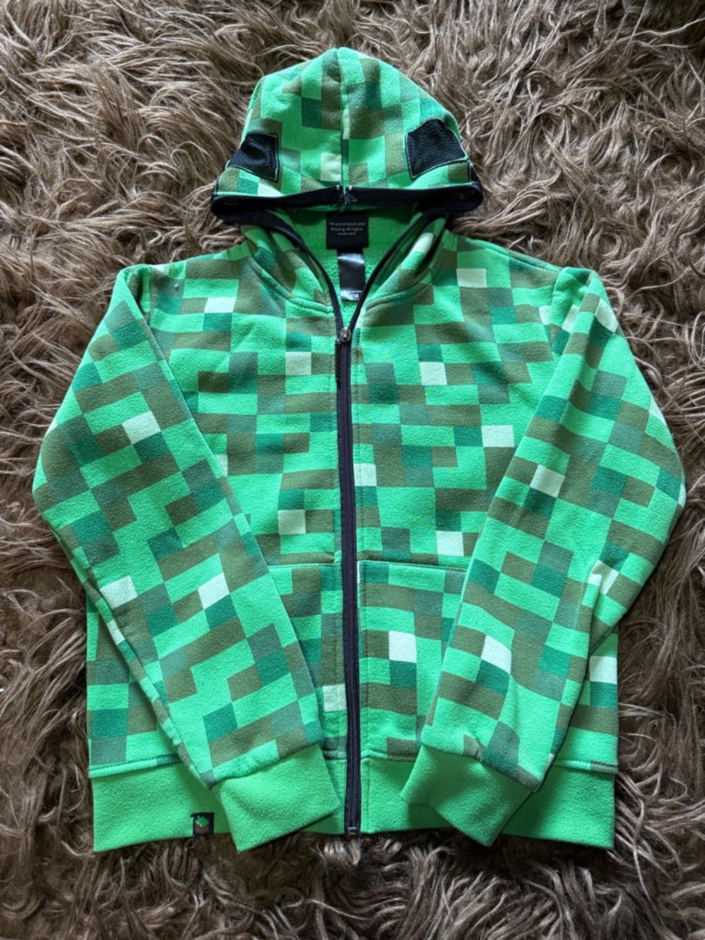 Kids' Green Pixel-Pattern Hooded Jacket